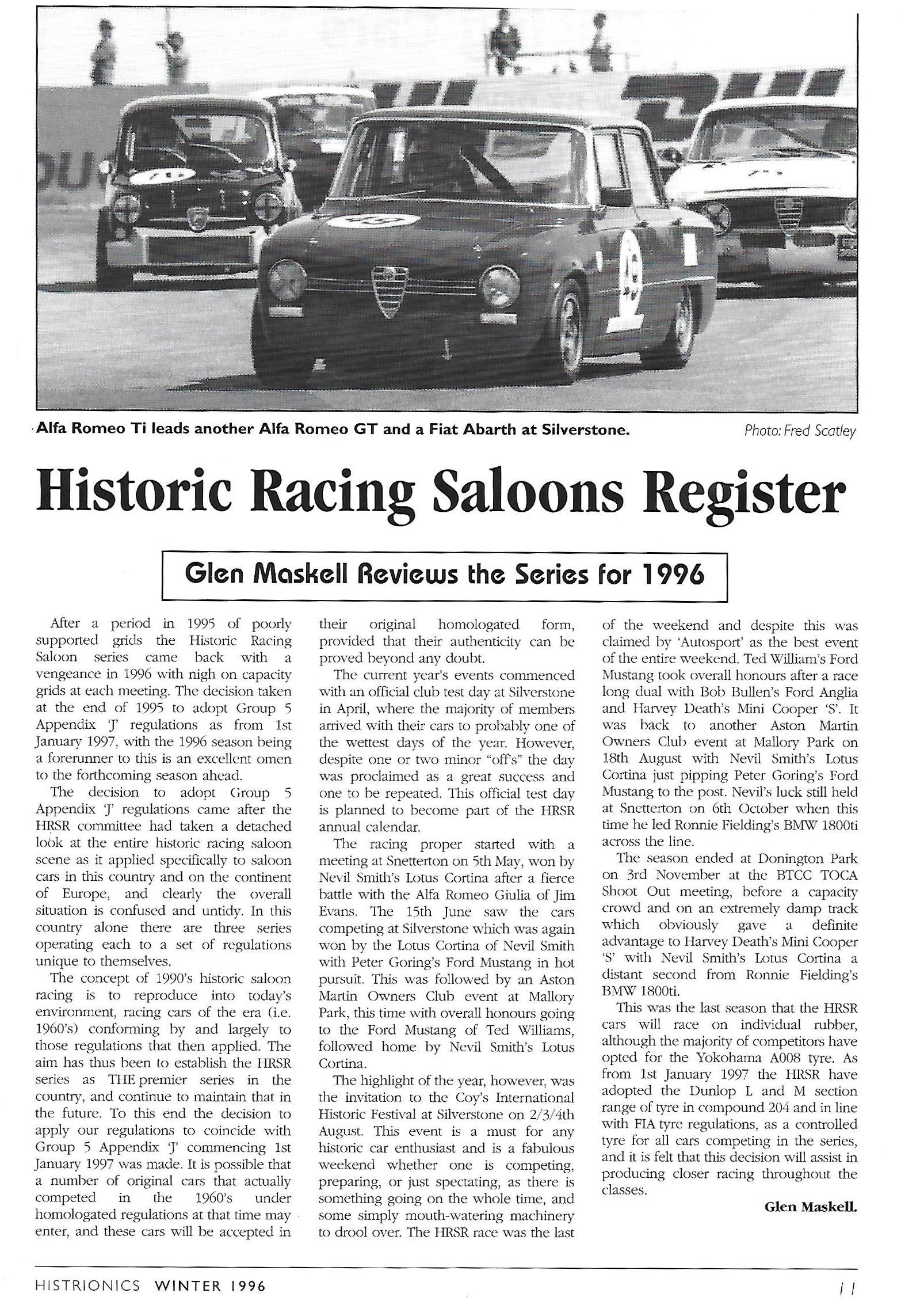 Historic Racing Saloons Register review 1996